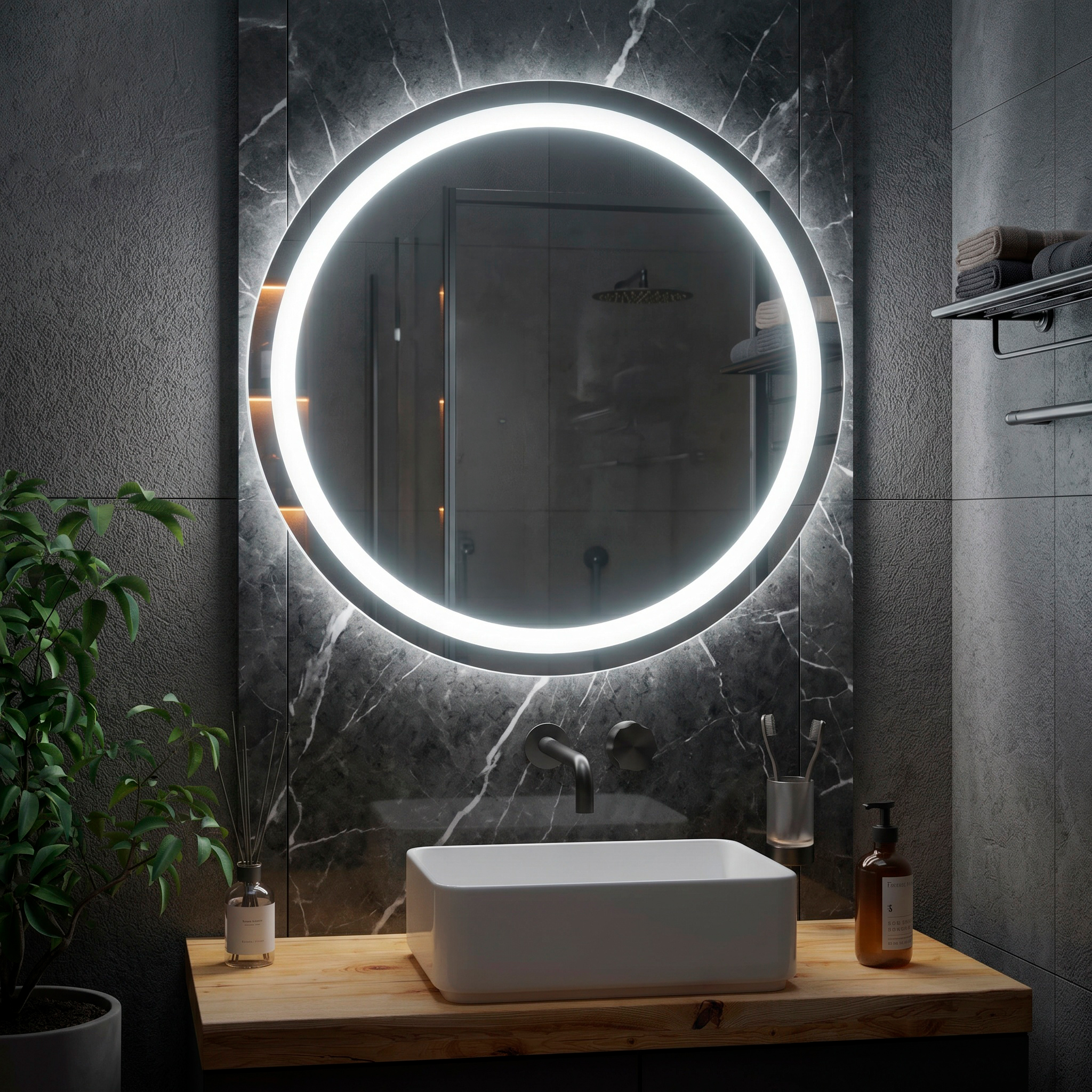 Зеркало круглое «Умбра» 5 (Ambilight 5) с интерьерной подсветкой - фото 2