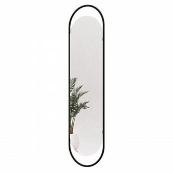 Овальное зеркало в черной металлической раме «Гармоника L» 178 см