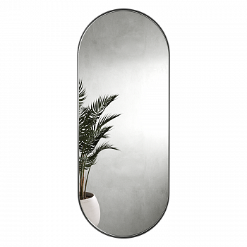 Овальное зеркало в чёрной металлической раме «Прометей» M 136 см