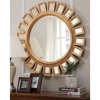Зеркало солнце в золотой раме "Эштон"